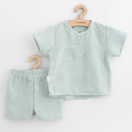 Dojčenská mušelínová súpravička New Baby Soft dress mätová - Podľa obrázku
