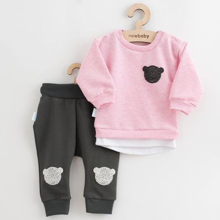 Dojčenská súprava tričko a tepláčky New Baby Brave Bear ABS - Ružová