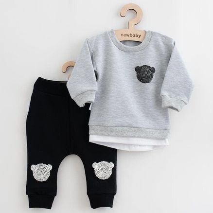 Dojčenská súprava tričko a tepláčky New Baby Brave Bear ABS - Sivá