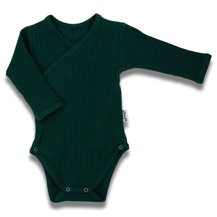 Dojčenské bavlnené body s bočným zapínaním dlhý rukáv Nicol Bambi - Zelená
