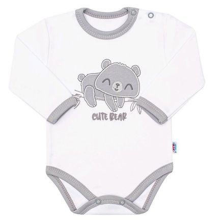 Dojčenské bavlnené body s dlhým rukávom New Baby Cute Bear - Biela