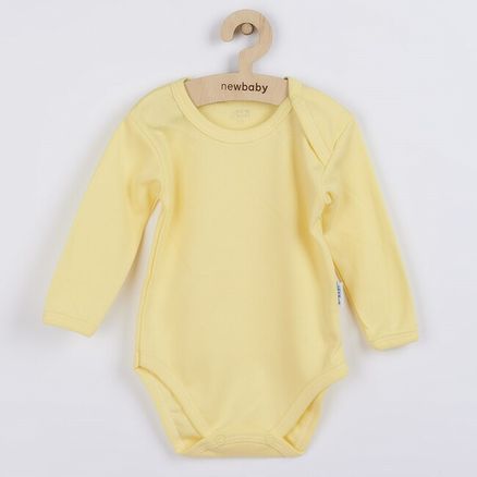 Dojčenské bavlnené body s dlhým rukávom New Baby Pastel žlté - Žltá