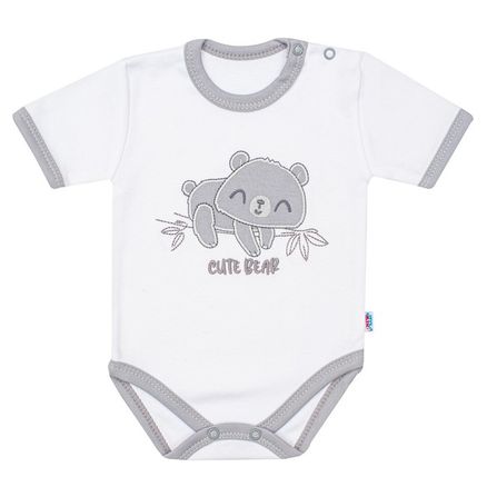 Dojčenské bavlnené body s krátkym rukávom New Baby Cute Bear - Biela