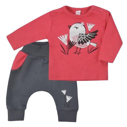 Dojčenské bavlnené tepláčky a tričko Koala Birdy tmavo ružové - Ružová