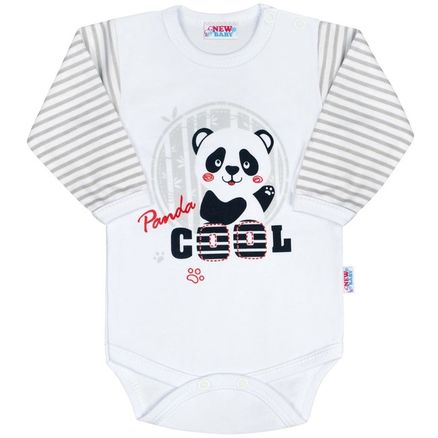 Dojčenské body s dlhým rukávom New Baby Panda - Sivá