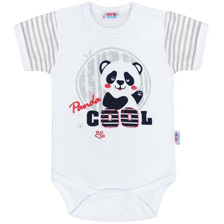Dojčenské body s krátkym rukávom New Baby Panda - Sivá