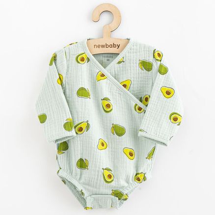 Dojčenské mušelínové body s bočným zaviazovaním New Baby Avocado - Zelená