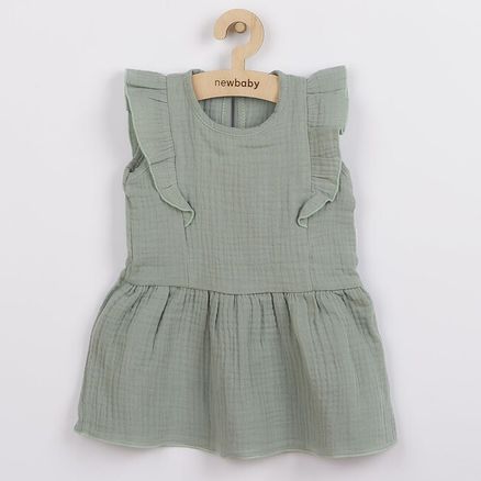 Dojčenské mušelínové šaty New Baby Summer Nature Collection mätové - Zelená