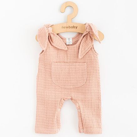 Dojčenské mušelínové zahradníčky New Baby Comfort clothes - Ružová