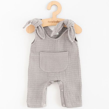 Dojčenské mušelínové zahradníčky New Baby Comfort clothes - Sivá