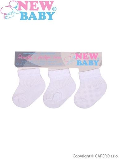 Dojčenské pruhované ponožky New Baby biele - 3ks - Biela