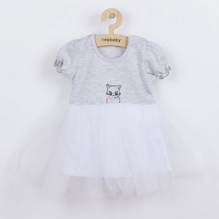Dojčenské šatôčky s tylovou sukienkou New Baby Wonderful sivé - Sivá