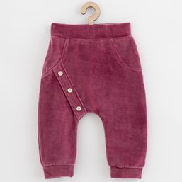 Dojčenské semiškové tepláky New Baby Suede clothes ružovo - Fialová