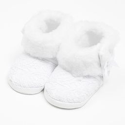 Dojčenské zimné krajkové kozačky New Baby 0-3 m biele - Biela