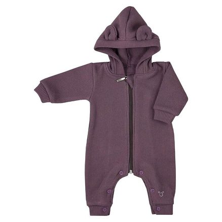 Dojčenský bavlnený overal s kapucňou a uškami Koala Pure purple - Fialová