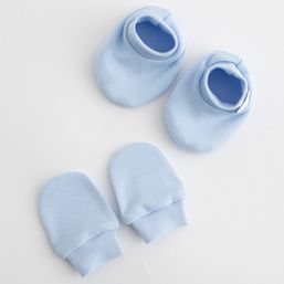 Dojčenský bavlnený set-capačky a rukavičky New Baby modrá 0-6m - Modrá