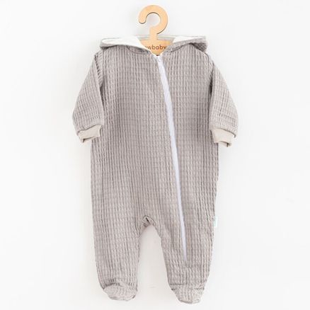 Dojčenský mušelínový overal s kapucňou New Baby Comfort clothes - Sivá