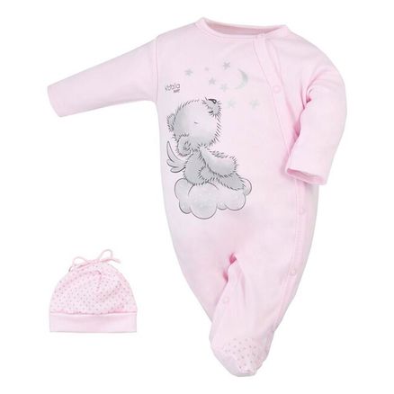 Dojčenský overal s čiapočkou Koala Angel ružový - Ružová