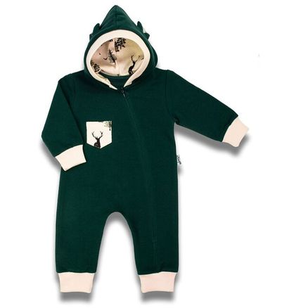 Dojčenský teplákový overal s kapucňou Nicol Bambi - Zelená