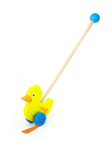 Drevená jazdiaca hračka Viga kačička - Žltá