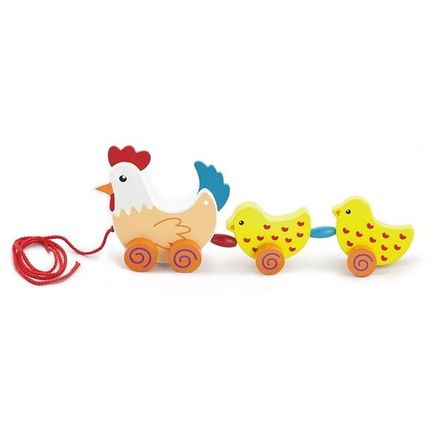 Drevená ťahacia hračka na šnúrke Viga Sliepky - Multicolor