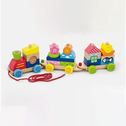 Drevená ťahacia hračka na šnúrke Viga Vlak - Multicolor