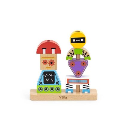 Drevené kocky Viga Robot - Multicolor