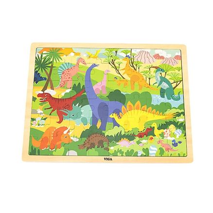 Drevené puzzle 48 dielikov Viga Dinosauri - Multicolor
