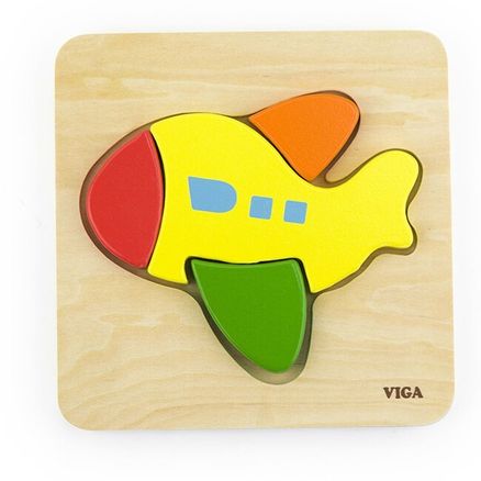 Drevené puzzle pre najmenších Viga Lietadlo - Multicolor