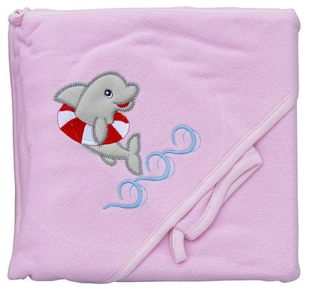Froté osuška - Scarlett delfín s kapucňou - rúžová