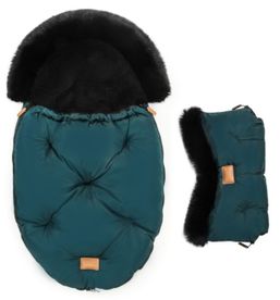 Fusak s kožušinou + rukávniky FLOO FOR BABY WINTER SET ALASKA BOTTLE GREEN-BLACK