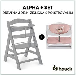 Hauck Alpha+ set 2v1 drevená stolička, grey + poťah Sweety