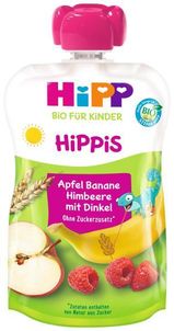 HiPP Kapsička BIOies jablko-banán-maliny-celozrnné obilniny 12m+ 100g