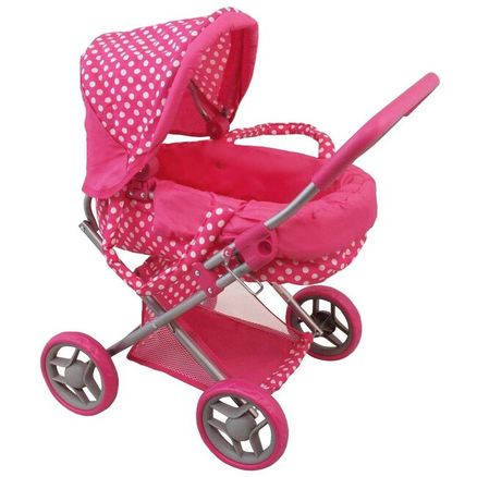 Hlboký kočík pre bábiky Baby Mix bodkovaný ružový - Ružová