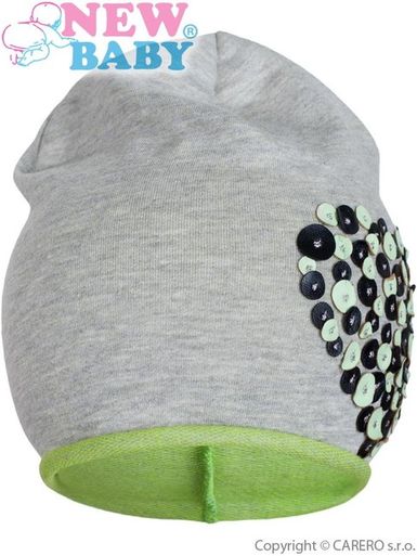 Jarná čiapočka New Baby srdiečko sivo-zelená - Sivá