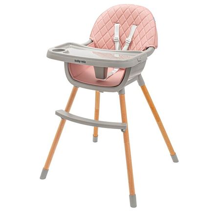 Jedálenská stolička Baby Mix Freja wooden dusty pink - Ružová