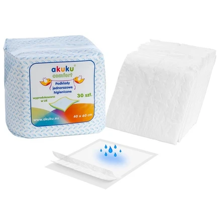 Jednorazové hygienické podložky Akuku 40x60 - 30 ks - Biela