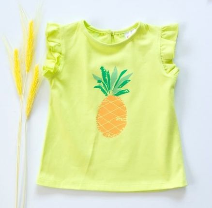 K-Baby Detské bavlnené tričko, krátky rukáv - Ananás - limetka, veľ. 80