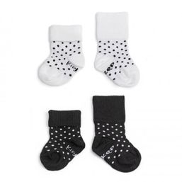 KipKep Detské ponožky Stay-on-Socks 6-12m 2páry Black&White Dots