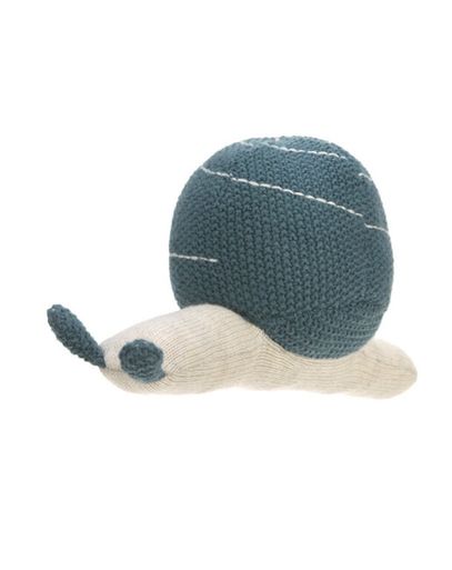 Lässig BABIES Knitted Toy with Rattle 2022 Garden Explorer snail blue hračka