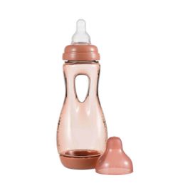 Ľahko uchopiteľná detská fľaša Difrax antikoliková, tehlová, 240 ml