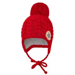 Little Angel Čiapka pletená zaväzovacia vrkoče LA Outlast ® - červená 3 | 42-44 cm