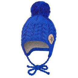 Little Angel Čiapka pletená zaväzovacia vrkoče LA Outlast ® - modrá 3 | 42-44 cm