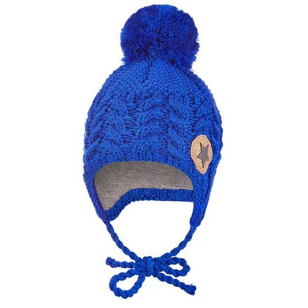 Little Angel Čiapka pletená zaväzovacia vrkoče LA Outlast ® - modrá 3 | 42-44 cm