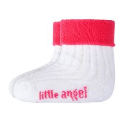 Little Angel Ponožky froté Outlast® - biela/ružová 10-14 | 7-9 cm