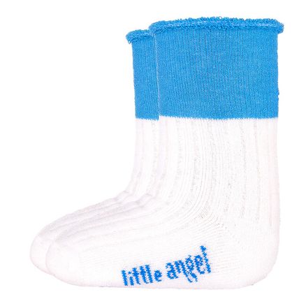 Little Angel Ponožky froté Outlast® - biela/modrá 15-19 | 10-13 cm