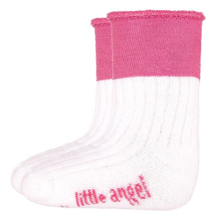 Little Angel Ponožky froté Outlast® - biela/ružová 15-19 | 10-13 cm