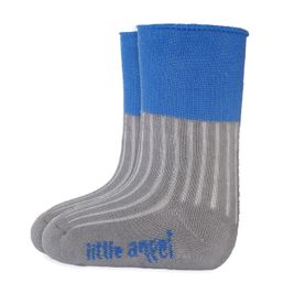 Little Angel Ponožky froté Outlast® - tm. šedá/modrá 10-14 | 7-9 cm
