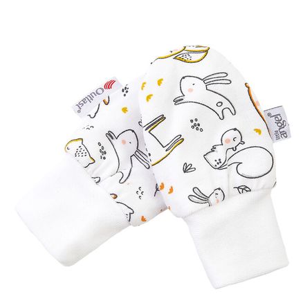 Little Angel Rukavice podšité kojenecké BIO Outlast® - biele zvieratká/biela 1