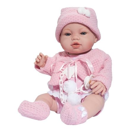 Luxusná detská bábika-bábätko Berbesa Nela 43cm - Ružová